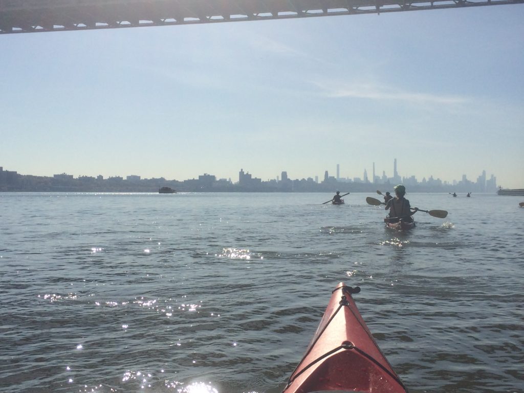 Paddling under the GWB.