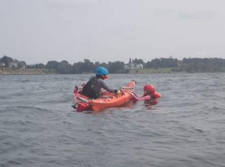 Practicing rescue in current.