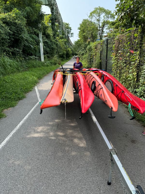 Trailer loaded at Inwood Canoe Club.
